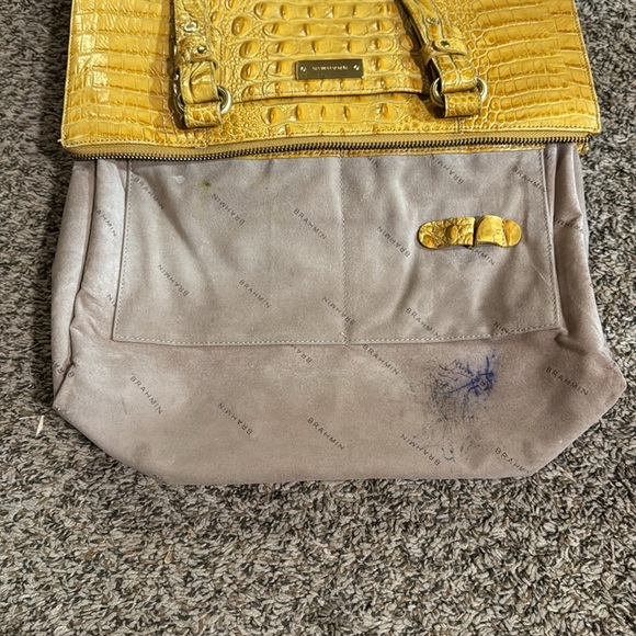 Brahmin Yellow Croc Embossed Leather Tote Purse - Picture 8 of 16